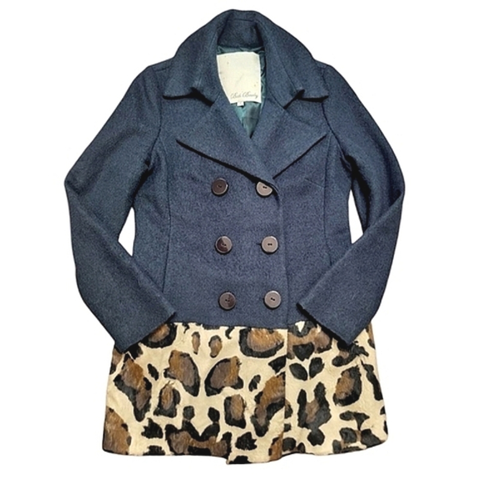 Anthropologie × Beth Bowley Wool Blend & Faux Leopard Double Breasted Peacoat 8